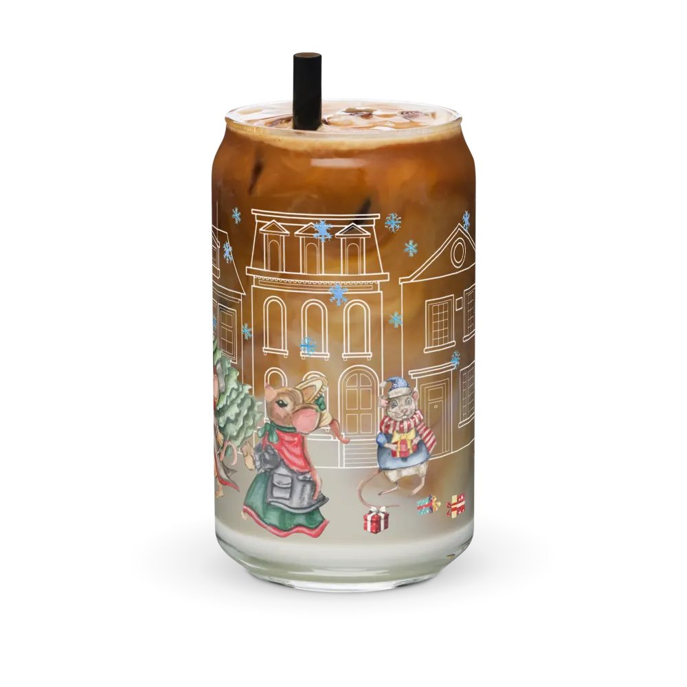 Prelude To Christmas Glass Can Tumbler | 16oz Holiday-Themed Drinkware | Festive Winter Scene Design product image (2)