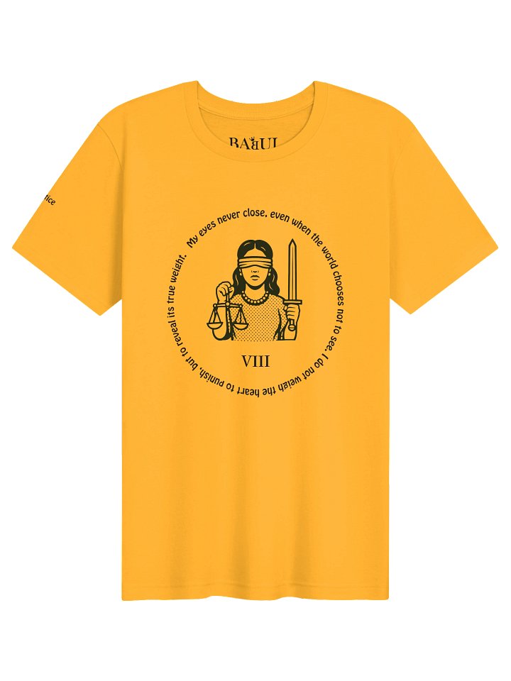 Justice - ArcanaPop T-Shirt – Where Tarot Magic Meets Pop Art product image (1)