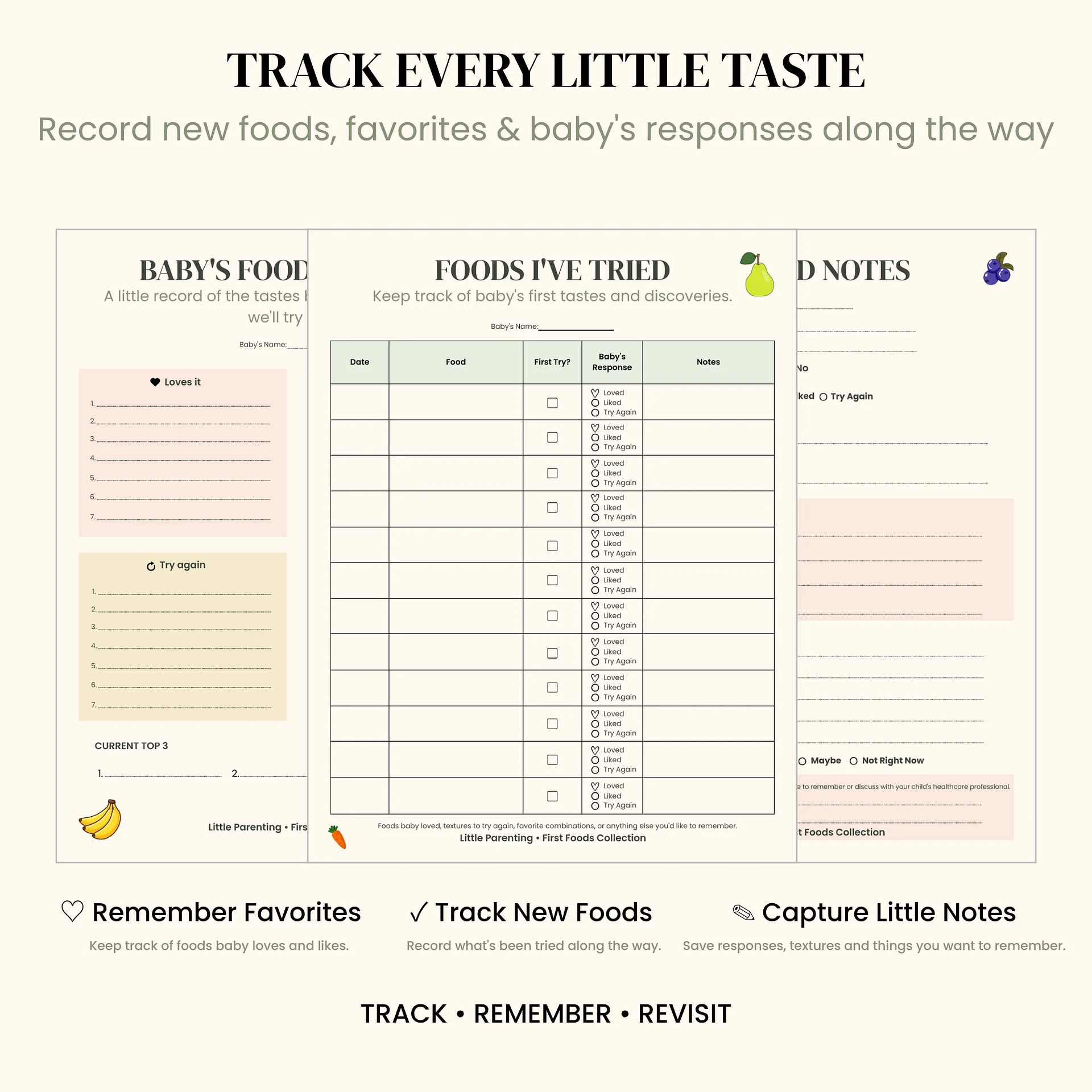 Baby’s First 100 Foods Printable | Baby Food Tracker & Meal Planning Kit product image (4)