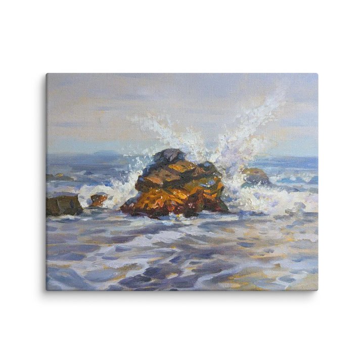 Rocks and waves on the beach-Oil Painting Canvas Print product image (2)