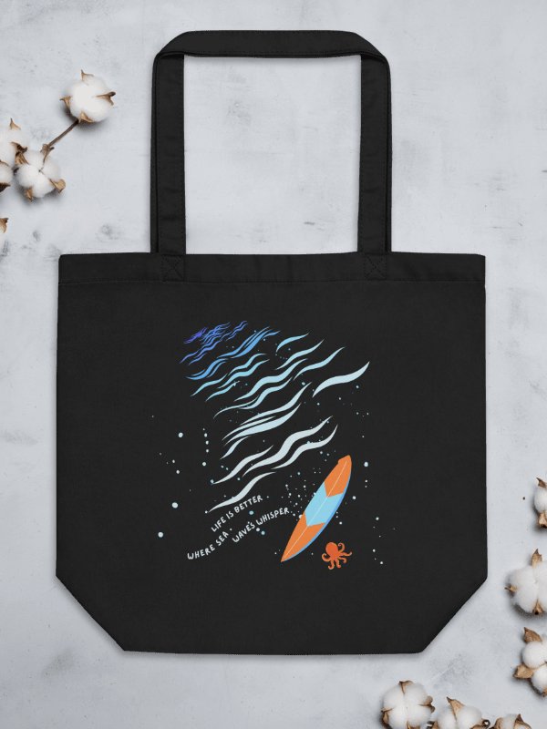 Life Is Better Where Sea Waves Whisper Eco-Friendly Tote Bag ( Side -Sea- ) product image (4)