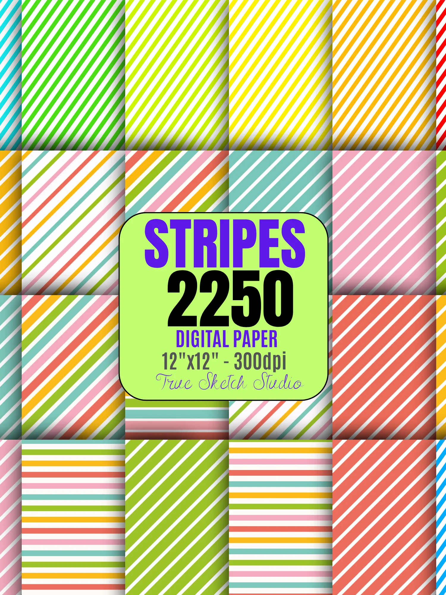 Striped Digital Paper Bundle, 2250 Stripe Patterns product image (7)