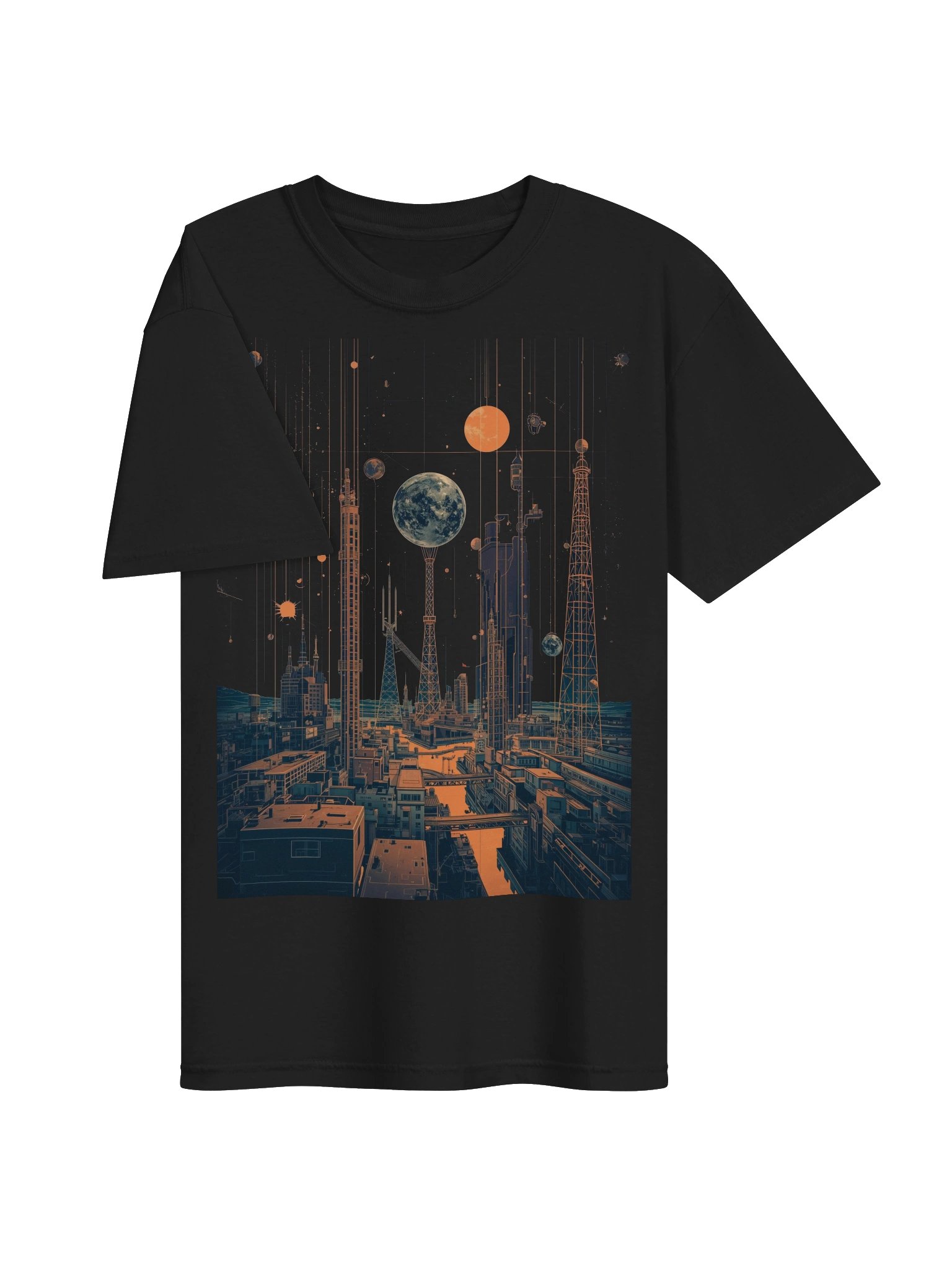 Retro Futuristic Cityscape Heavyweight T-Shirt product image (6)