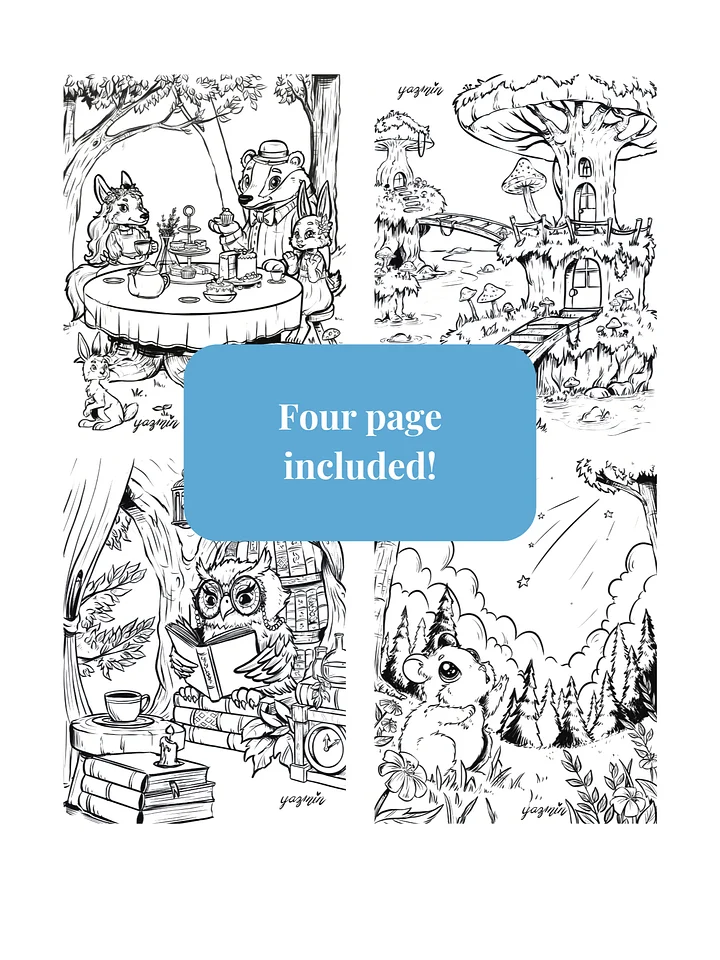 Enchanted Forest Coloring Page Bundle – Printable Fantasy Art for Relaxation & Creativity product image (2)