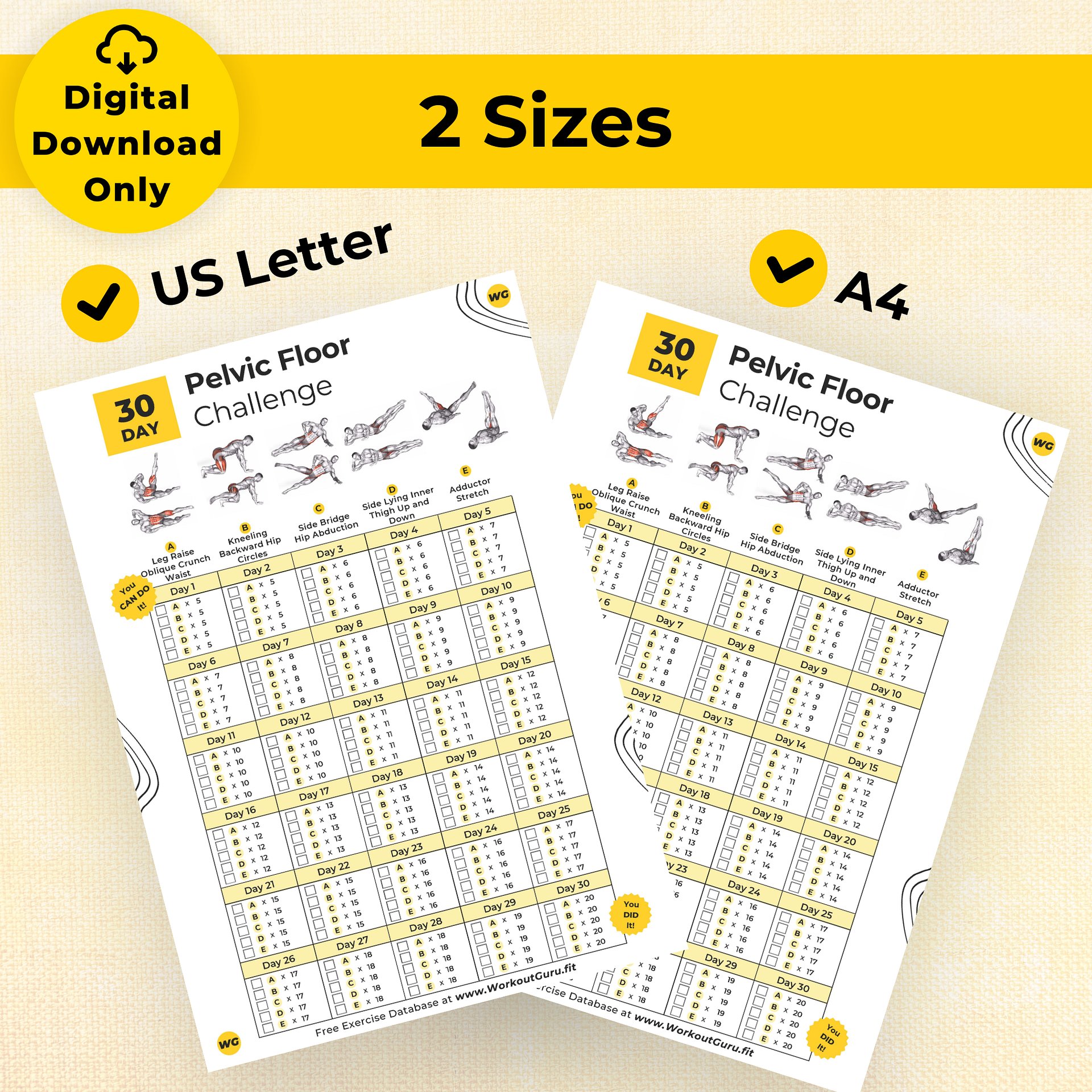 30 Day Pelvic Floor Challenge - Printable Workout Tracker product image (6)