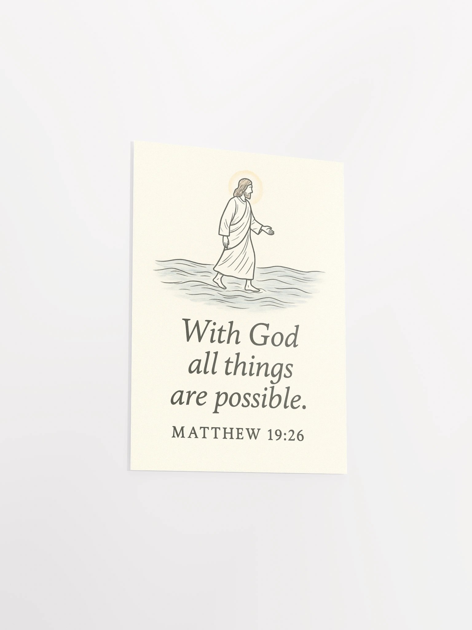 Matthew 19:26 Christian Poster – With God All Things Are Possible Scripture Wall Art product image (3)