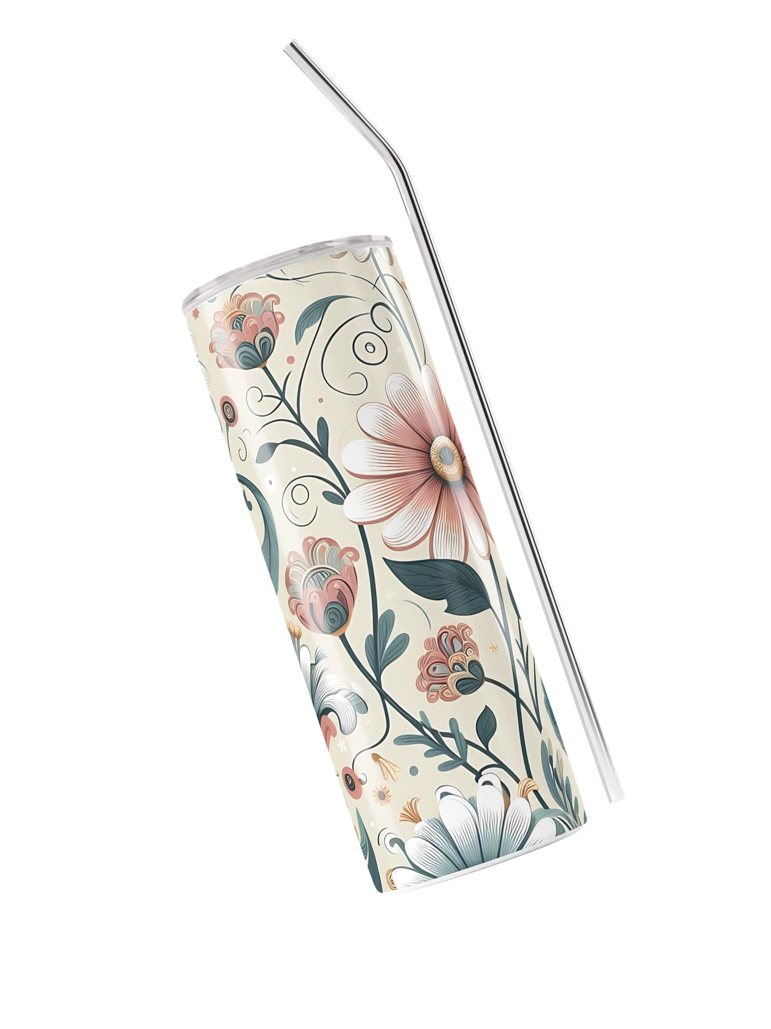 Vintage Garden Floral Tumbler | Elegant Botanical Travel Cup product image (3)