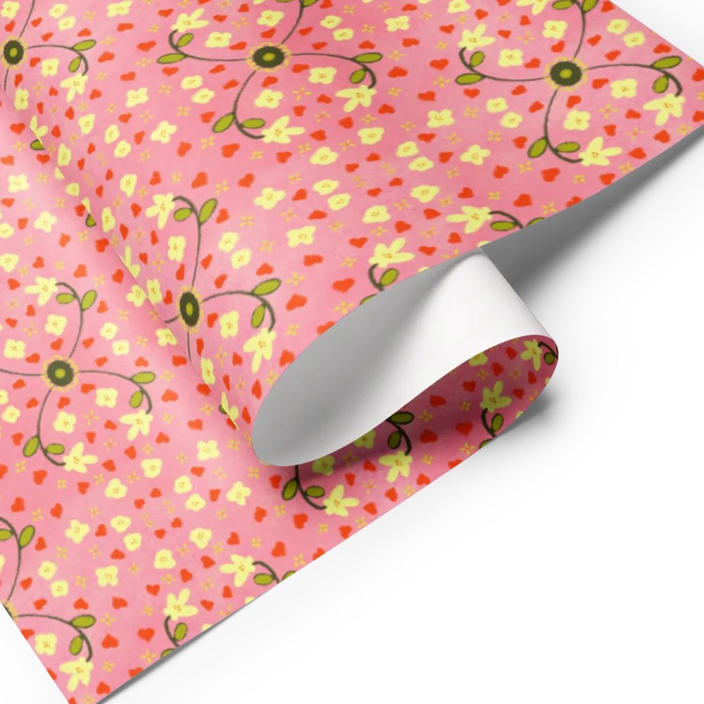 Hearts and Flowers Pink Wrapping Paper product image (7)