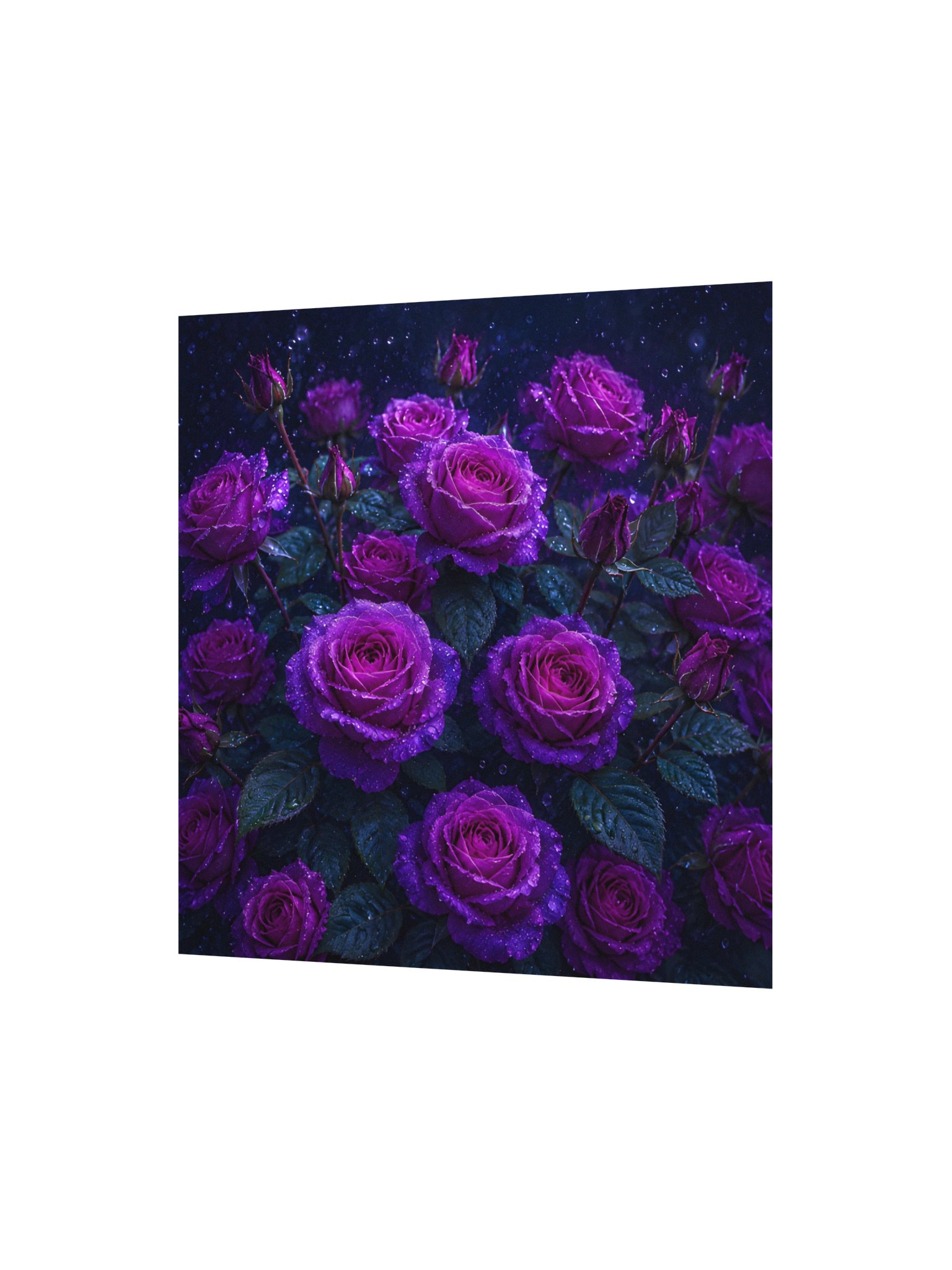 Purple Rose Wall Art Print, Rainy Floral Poster, Romantic Violet Flower Decor, 10x10 Gift product image (4)