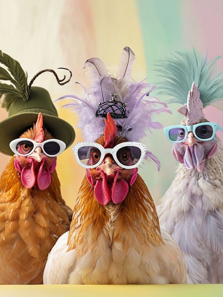 Chickens in Hats and Shades Framed Poster product image (1)