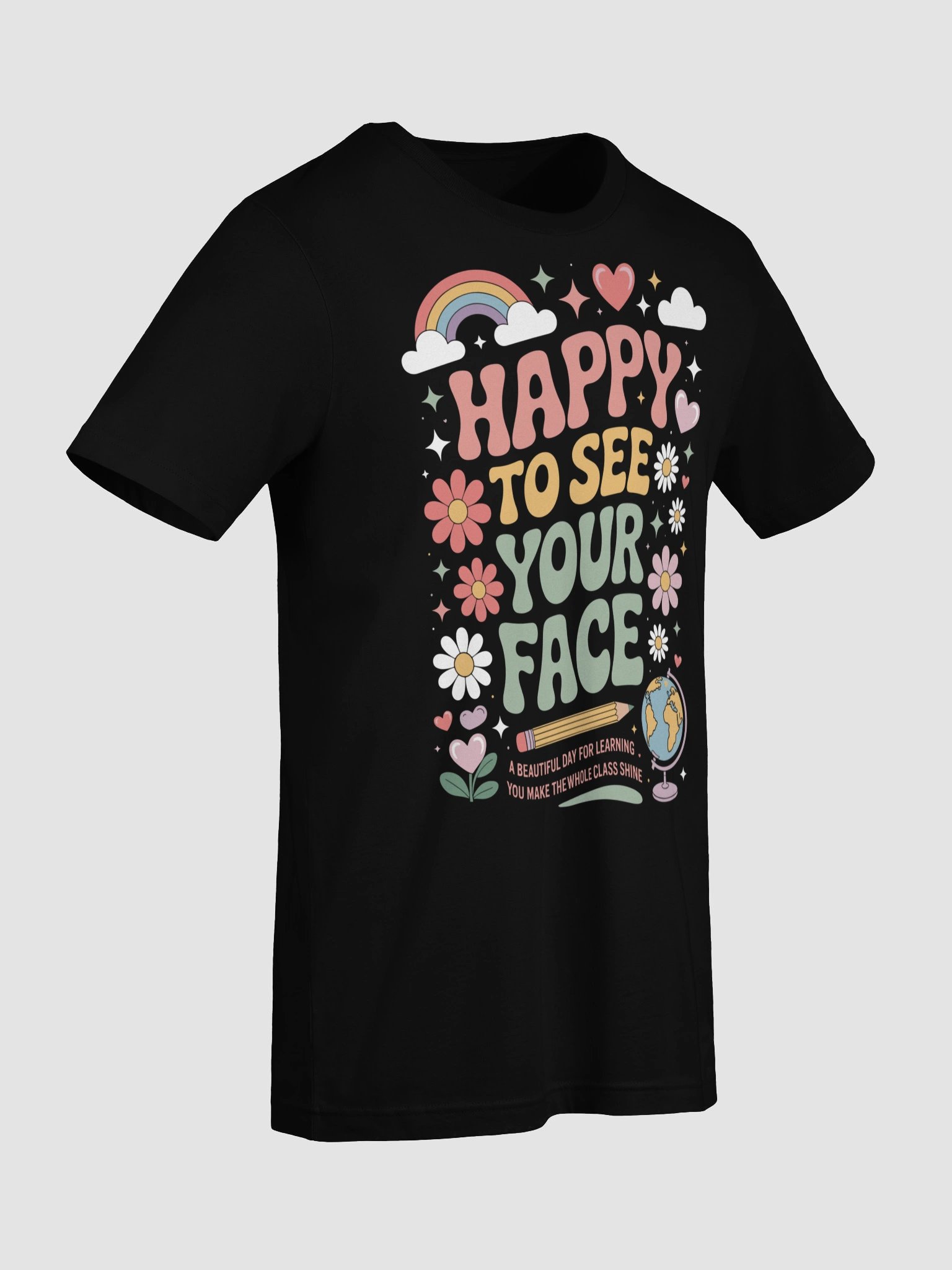 Happy To See Your Face Teacher Student Funny Back To School Unisex T-Shirt product image (9)