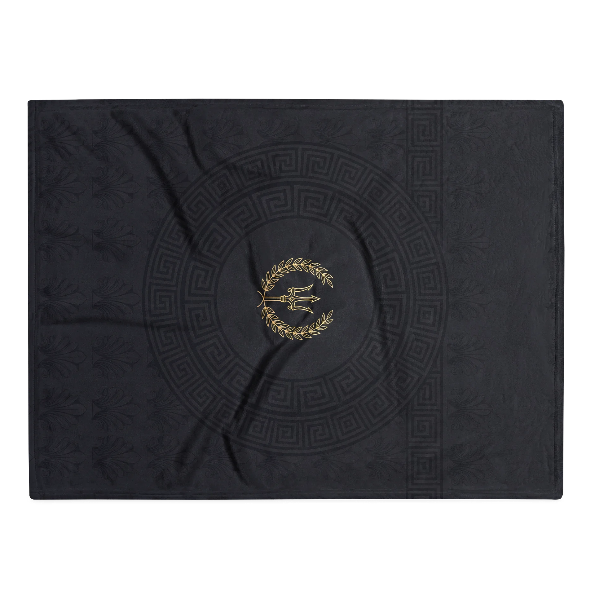Greek Mythology Trident Emblem Luxury Throw — Midnight Black & Gold product image (4)
