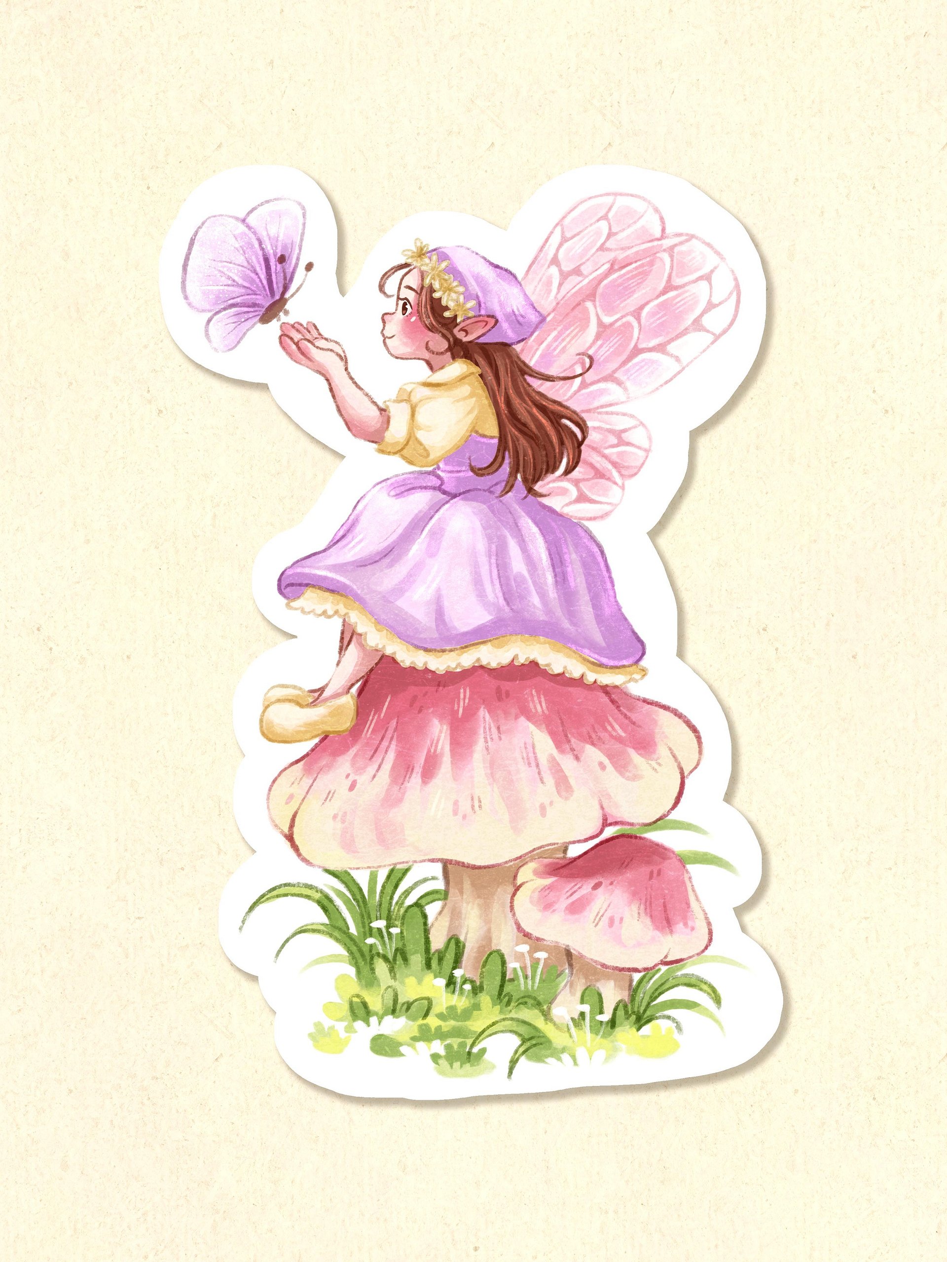 Fairy and Magical Butterfly - Sticker 3x3 product image (1)