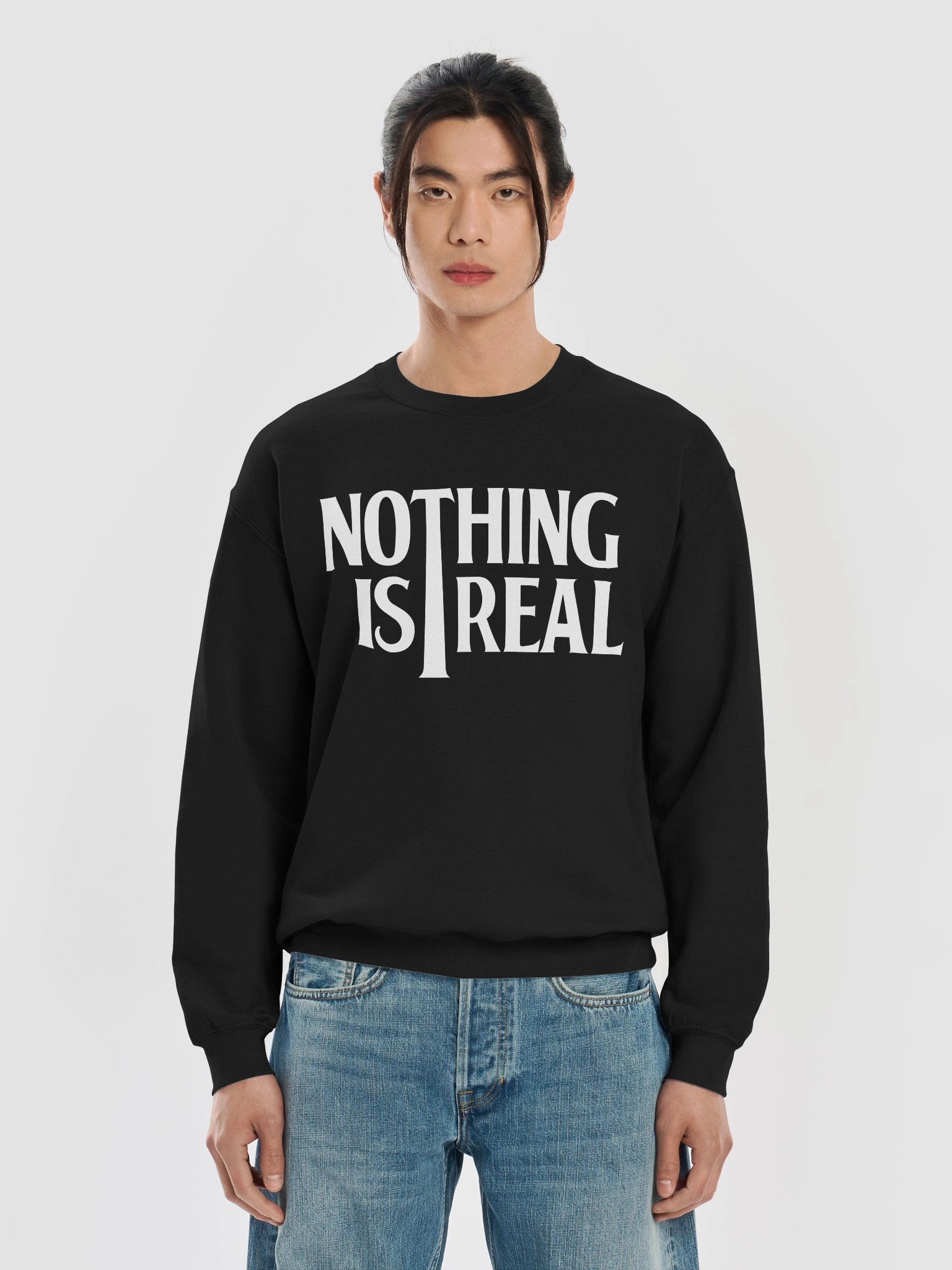 Nothing is Real (White Print) Crewneck Sweatshirt product image (41)