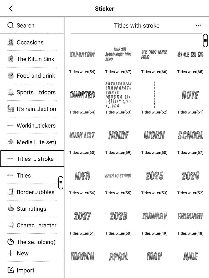 The FREE hand-drawn Titles Supernote sticker set: Practically a Collector’s Item Already product image (1)