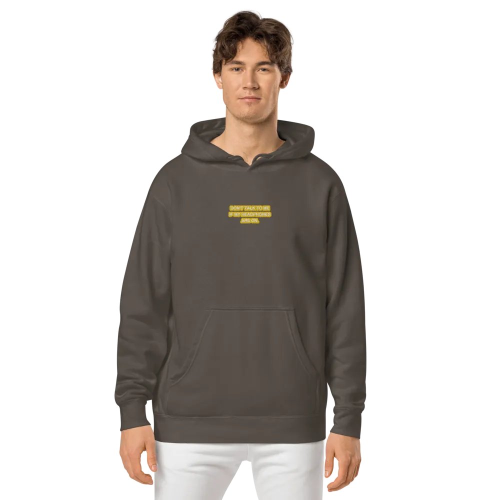 HEADPHONES ON (gold bubble design 2) embroidered pigment hoodie product image (3)
