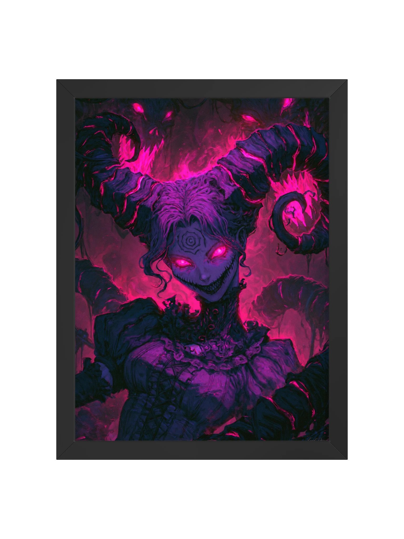 Horned Demon Framed Art Print — Magenta Horned Nightmare product image (5)