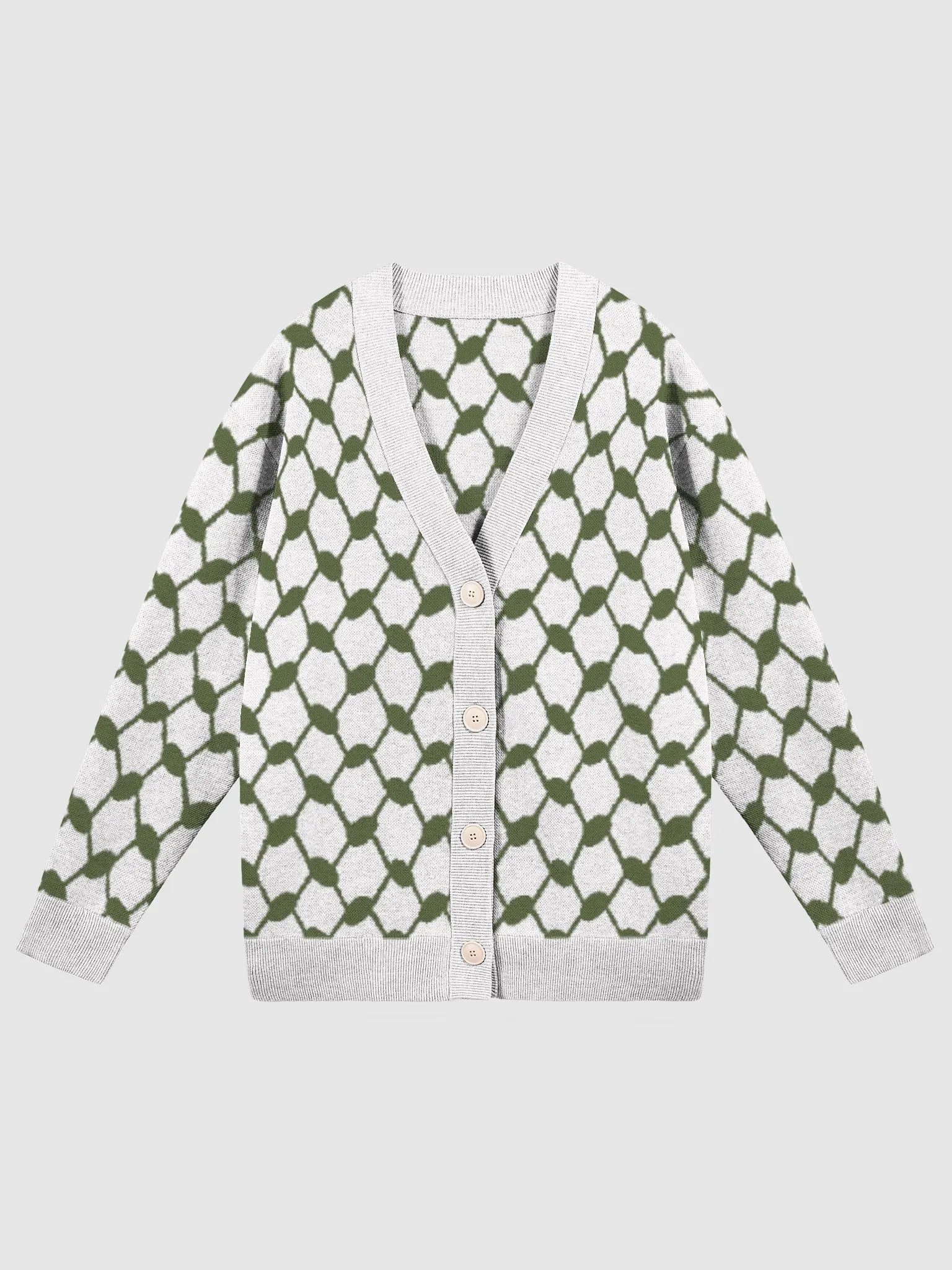 Olive Green Keffiyeh Woman Cardigan product image (1)