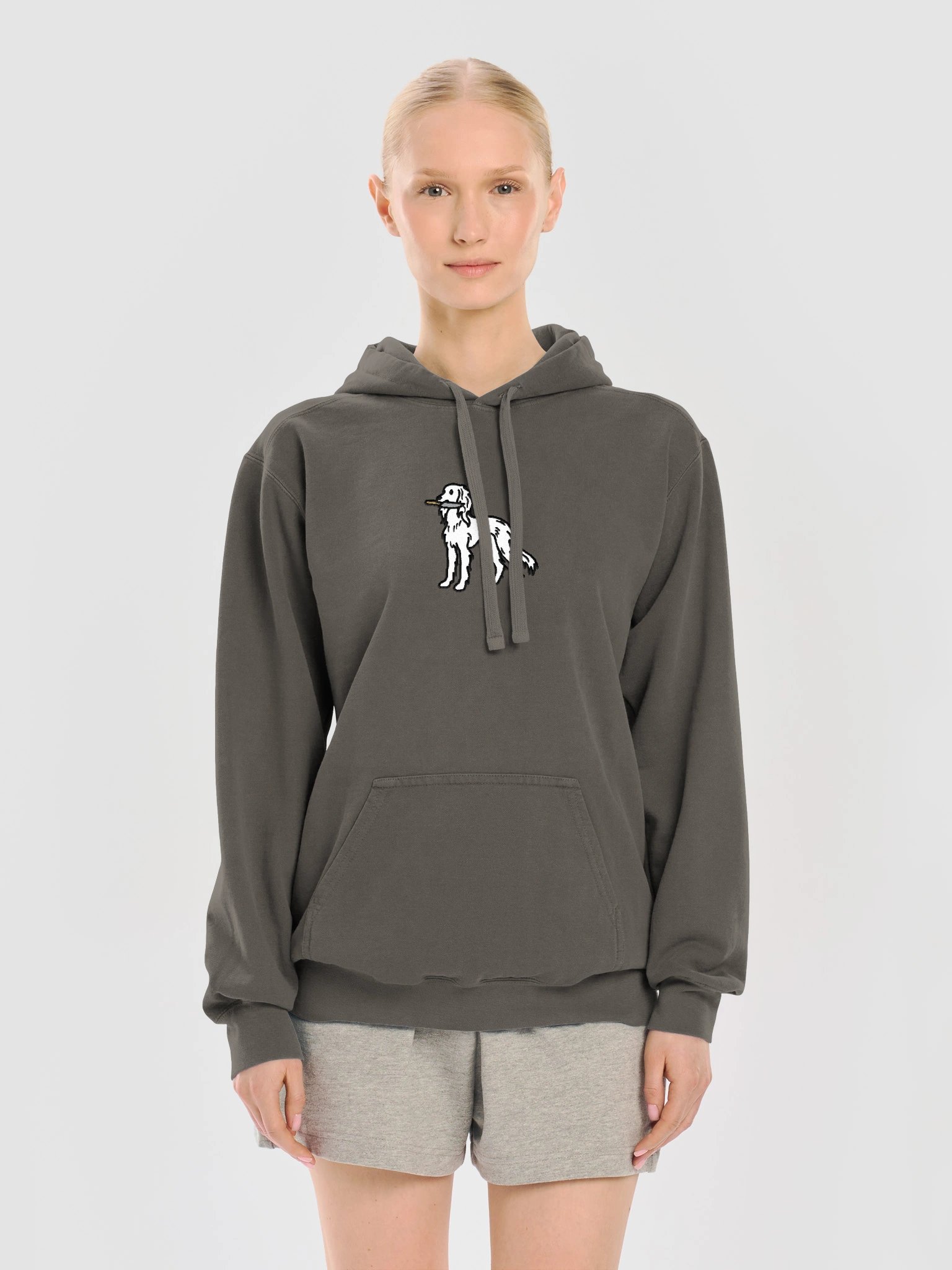 Funny Chibi-Style Saluki(White) Embroidered Premium Hoodie product image (27)