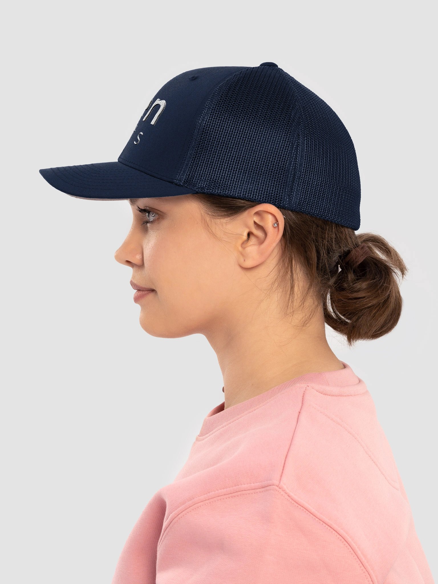 Flex Fit Trucker Rolen Beats Script Hat - White Vert Script Logo product image (7)