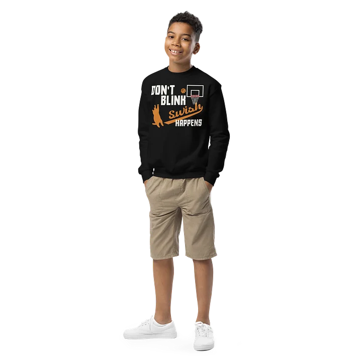 Basketball Cat (DON'T BLINK, Swish HAPPENS) - Unisex Youth Sweatshirt product image (1)