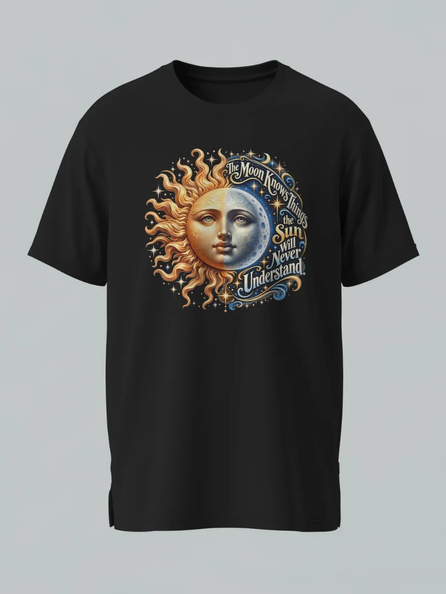 The Moon Knows - Gildan Unisex T-Shirt - Sun & Moon Celestial Art product image (2)