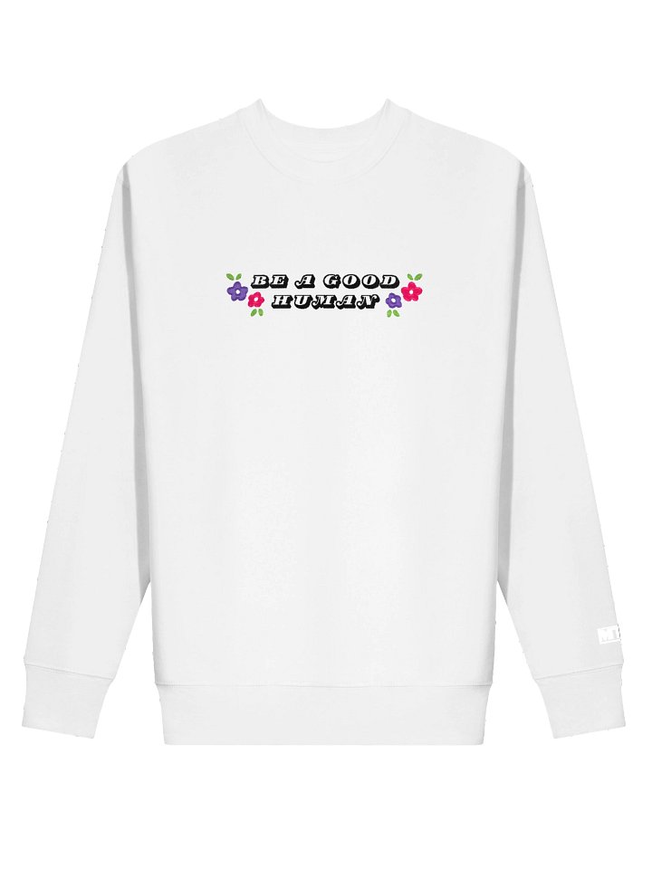 Be A Good Human Flower Power Embroidered Sweatshirt (White) product image (2)