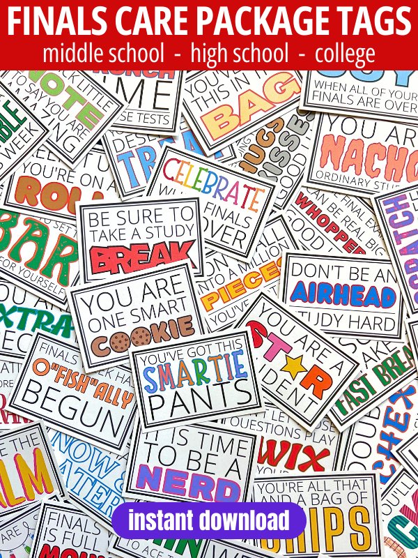 Finals Week Care Package Gift Tags - Middle School, High School & College product image (1)