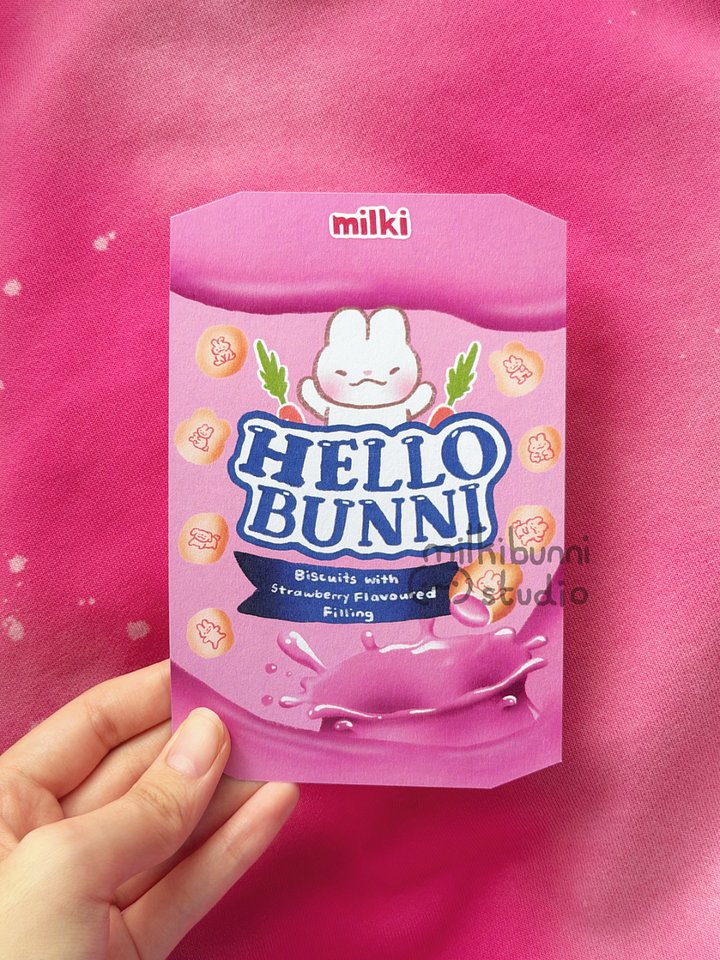 Strawberry Hello Bunni Postcard product image (2)