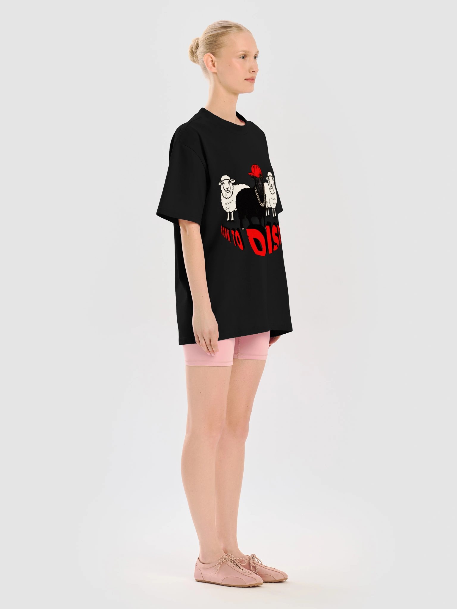 Men's Oversized Streetwear Graphic Design T-Shirt Black Sheep Born to Disrupt product image (11)