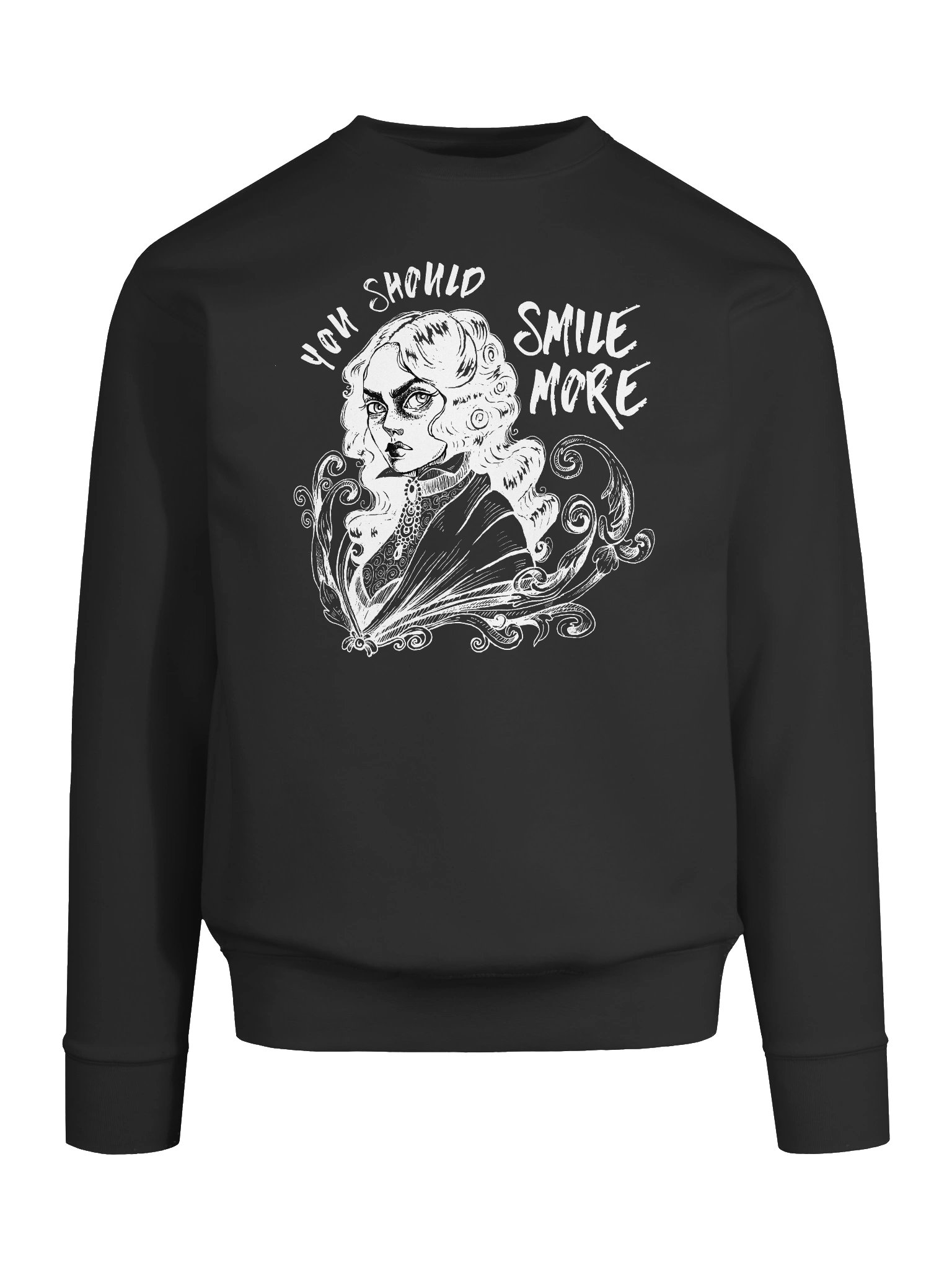"SMILE MORE" Black Sweatshirt (Design #1) product image (3)