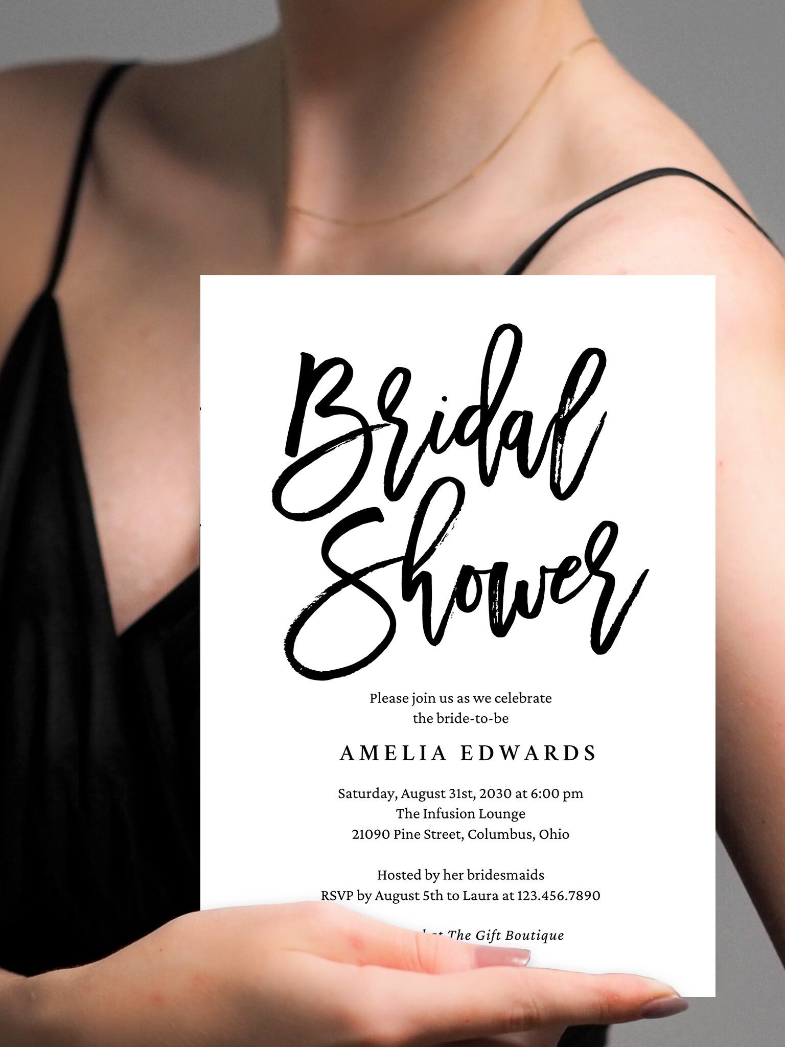 Brushed Charm Bridal Shower Invitation Canva Template BCC product image (2)