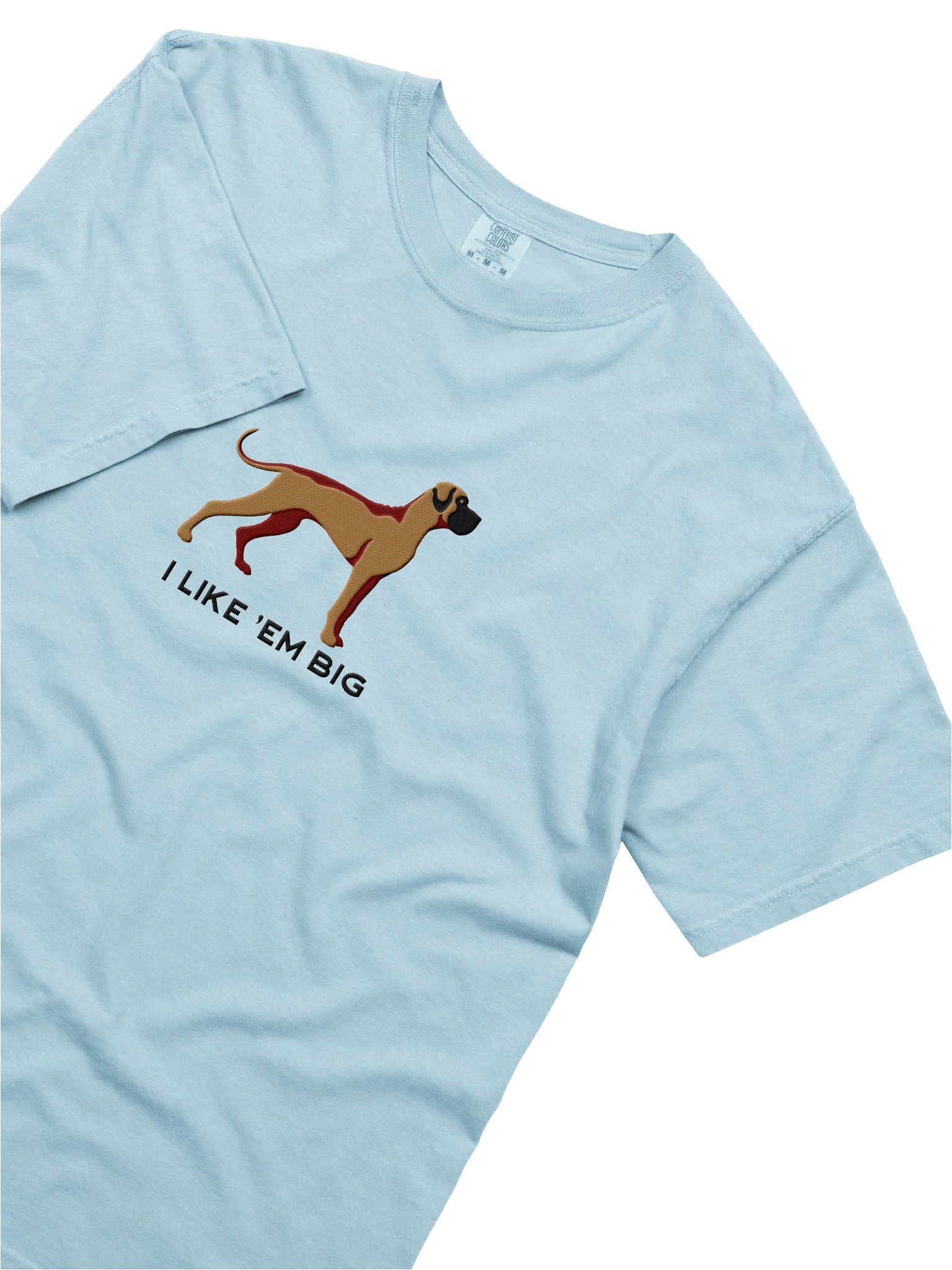 I Like 'Em Big T-Shirt(Embroidered) of a Great Dane(Tan, Black Mask) product image (8)