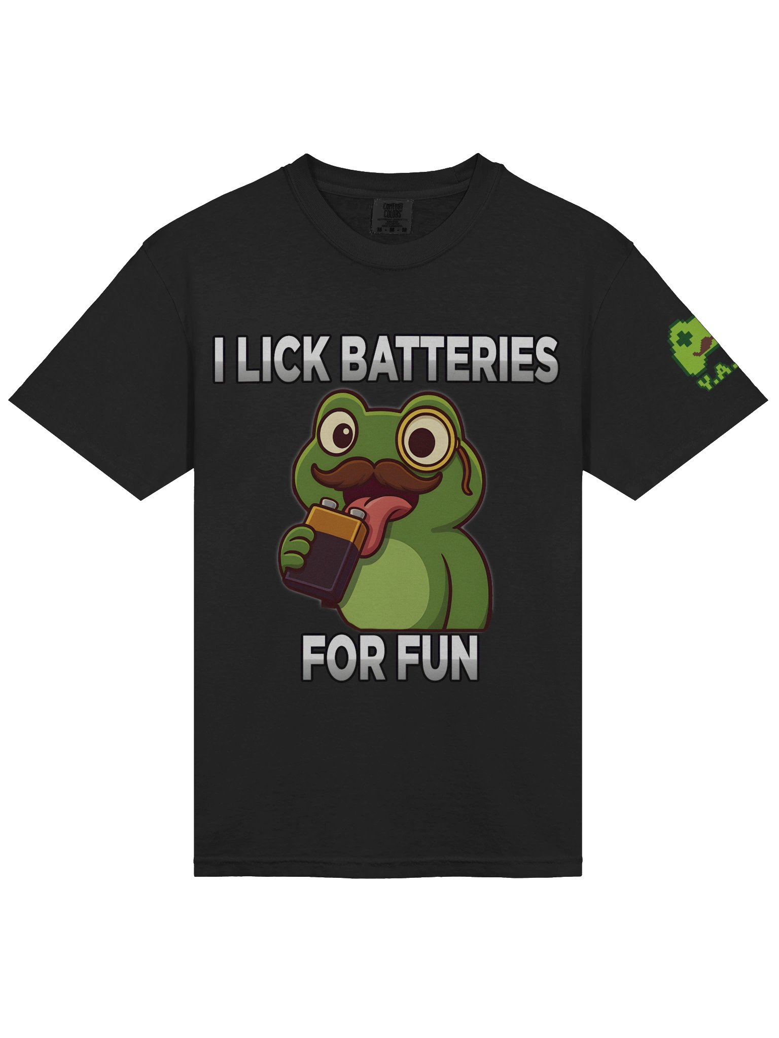 Whimsical Battery-Licking Frog T-Shirt product image (23)