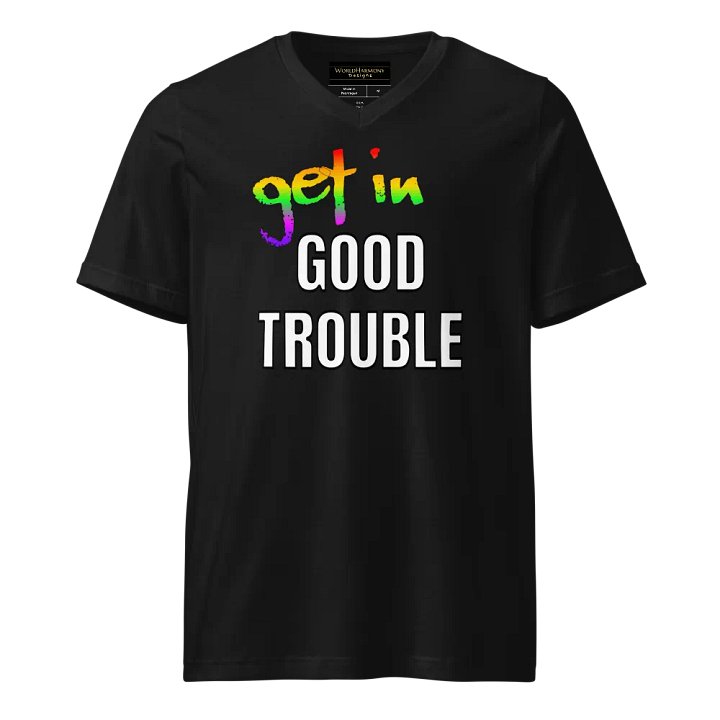 Good Trouble Rainbow V-Neck T-Shirt product image (1)