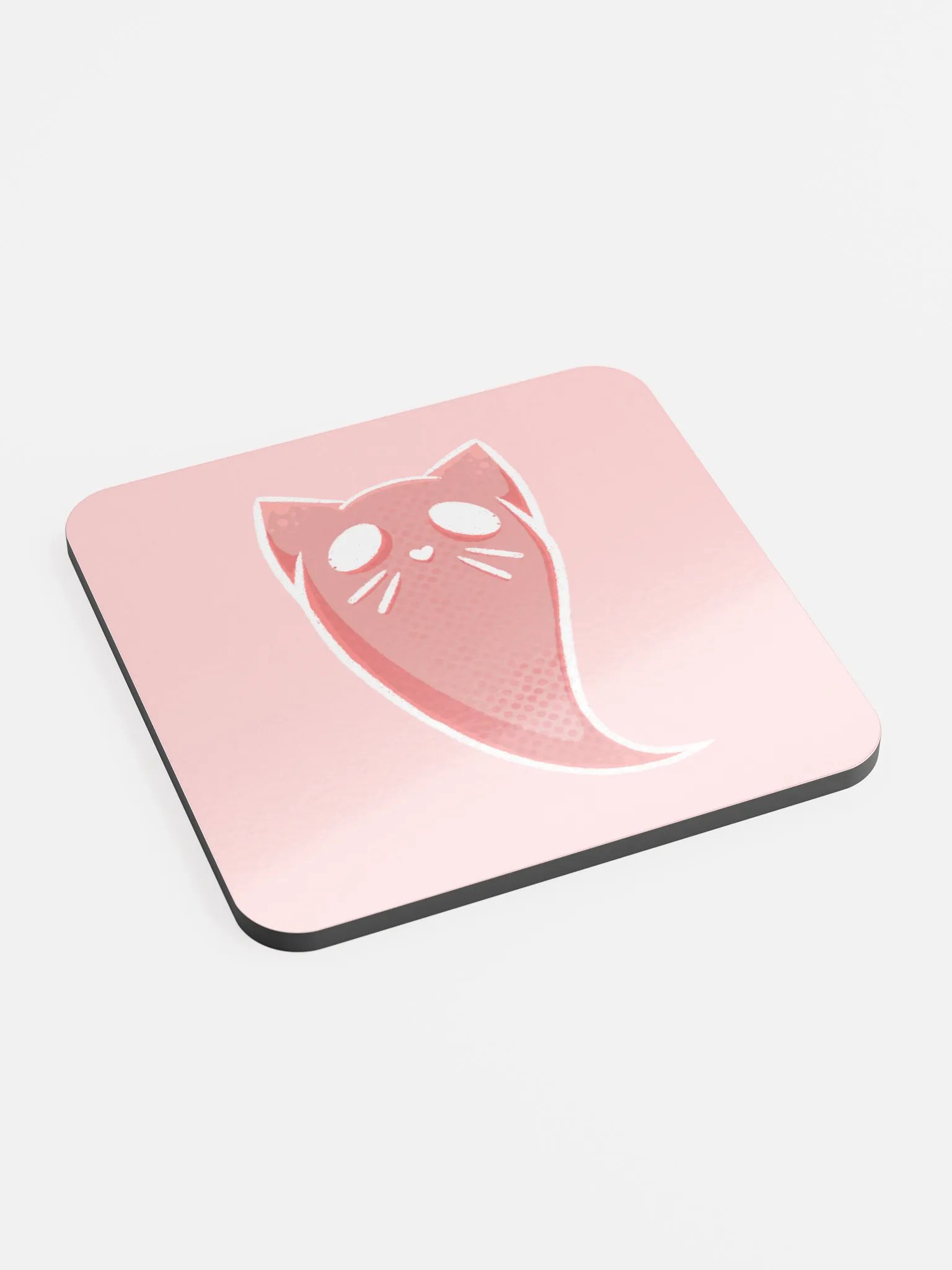 Pink Ghost Cat Cork Coaster product image (2)