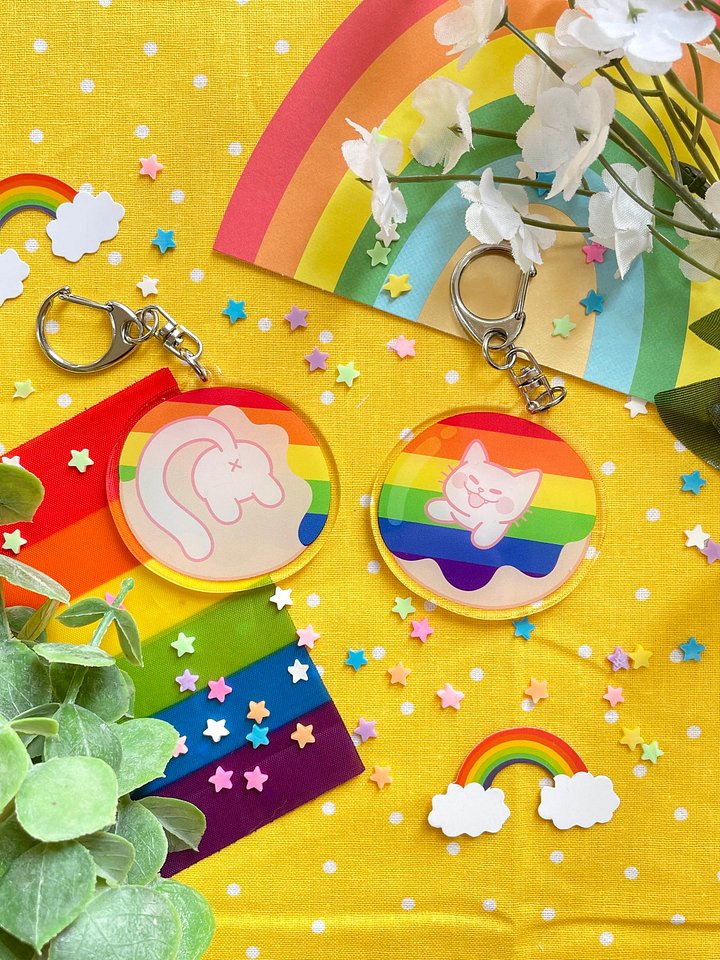 Pride Kitty Donut Keychain product image (1)