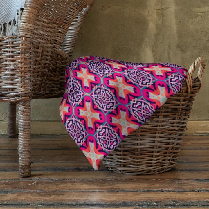 Bloom & Glow Throw Blanket – Colorful Crosses, Circles, and Flowers product image (1)