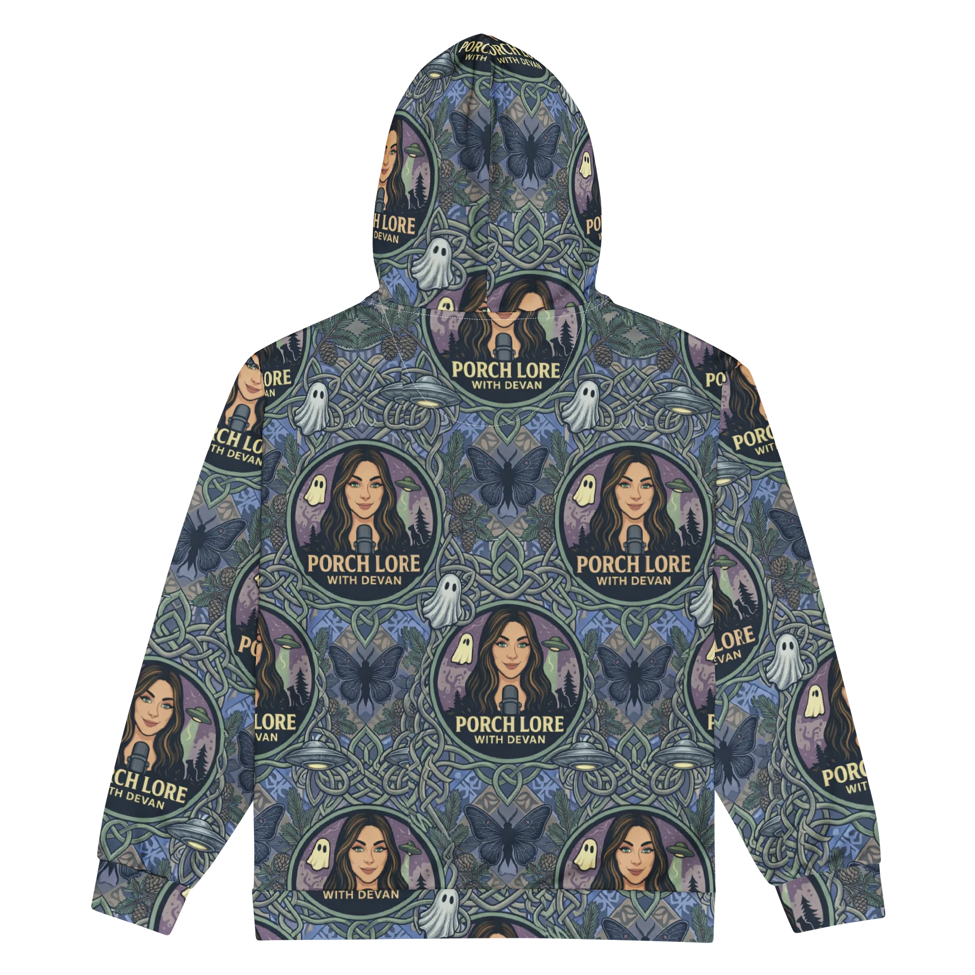 PORCH LORE DEVAN PERIWINKLE MOTH ZIP UP HOODIE product image (2)