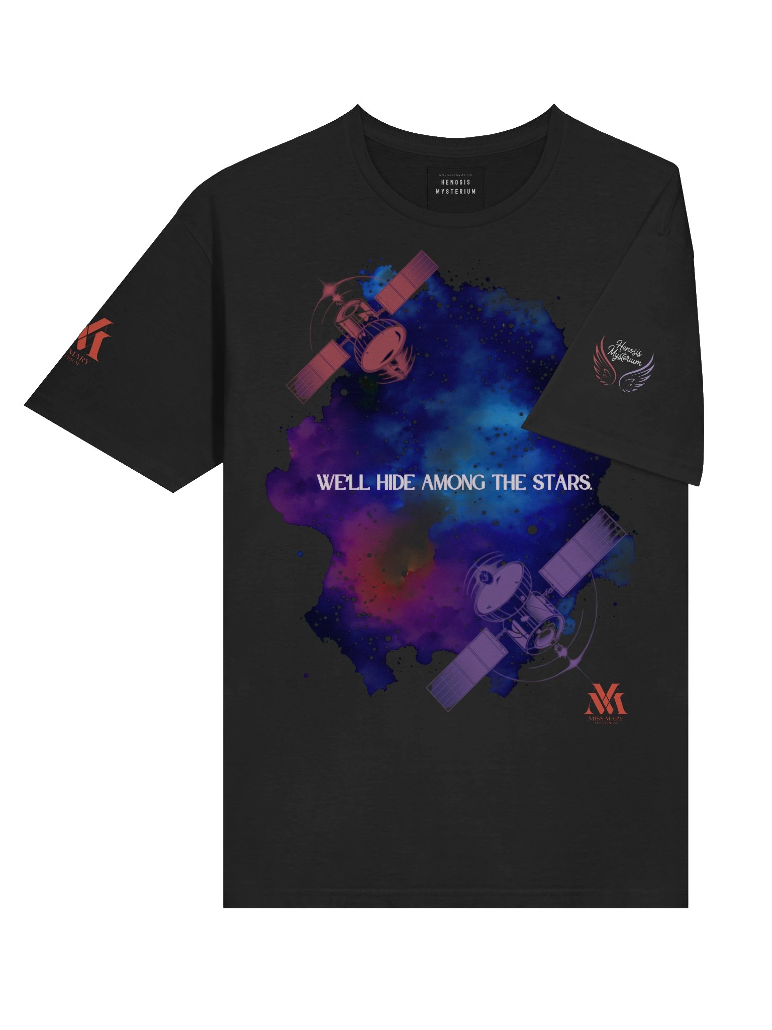 “We’ll Hide Among The Stars” Satellites T‑Shirt – Miss Mary Mysterium Communion Lyric Tee product image (6)
