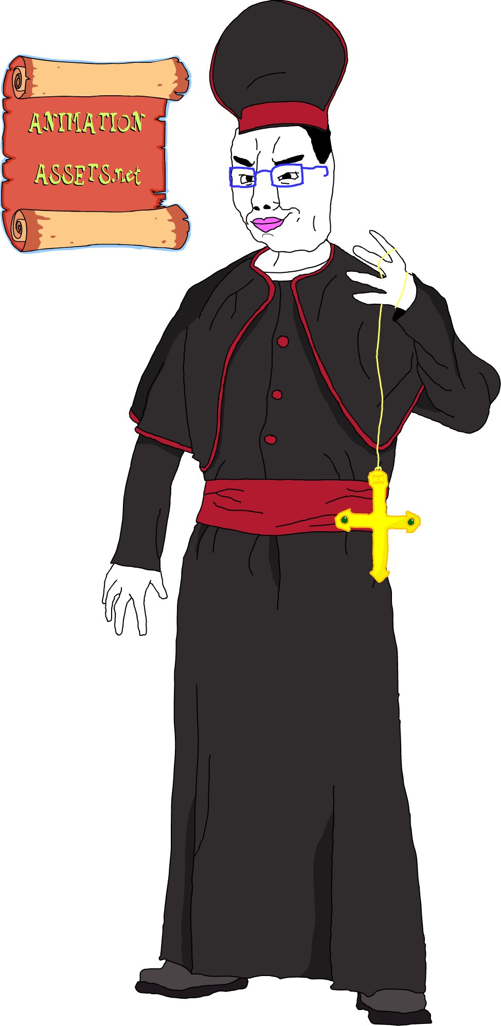 Chudjak Red High Priest Standing and Swinging Cross | Digital Animation Download product image (1)