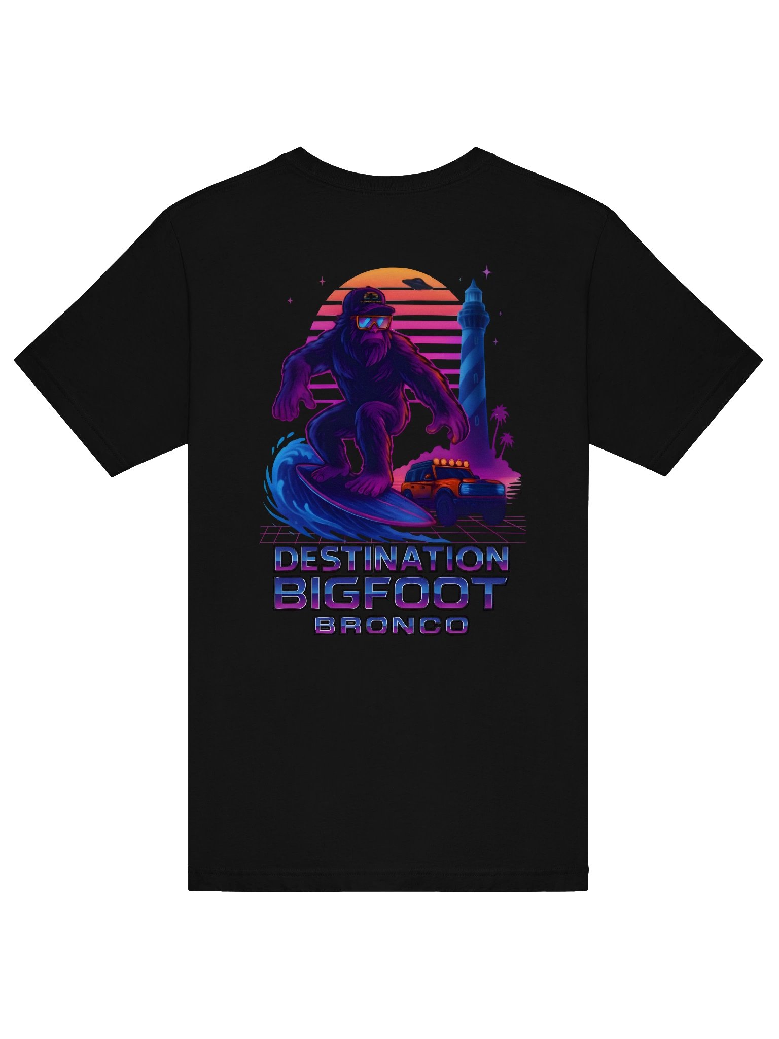 Destination Bigfoot Bronco Synthwave T-Shirt (Multiple Colors Available) product image (63)