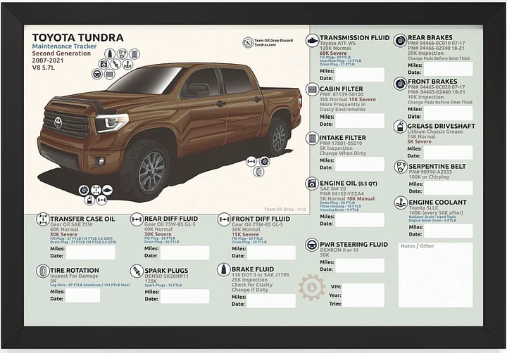 2ND GEN TUNDRA MAINTENANCE TRACKER - Mesquite (Framed) product image (1)