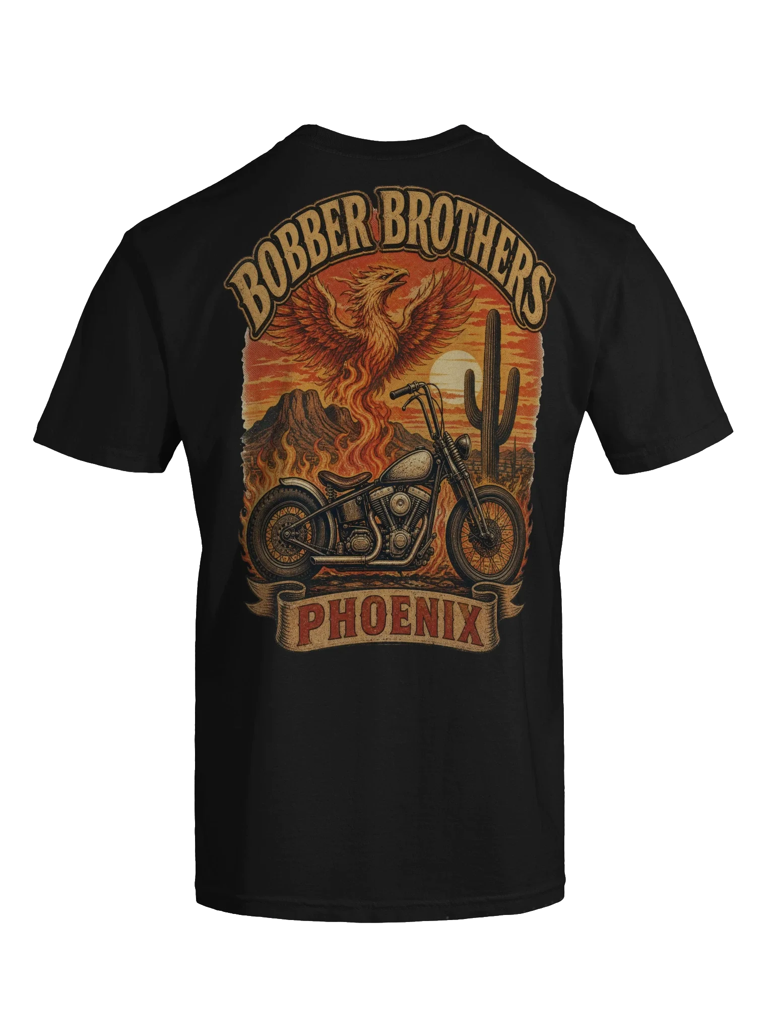 Phoenix motorcycle t-shirt design by Bobber Brothers