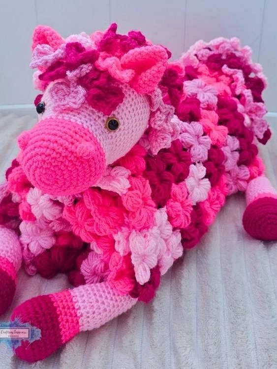 Pink Pony Baby Blanket Crochet Pattern | Folding Farm Horse Toy (PDF) product image (8)