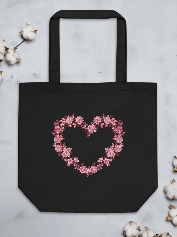 Red Floral Heart Eco-Friendly Tote Bag product image (2)
