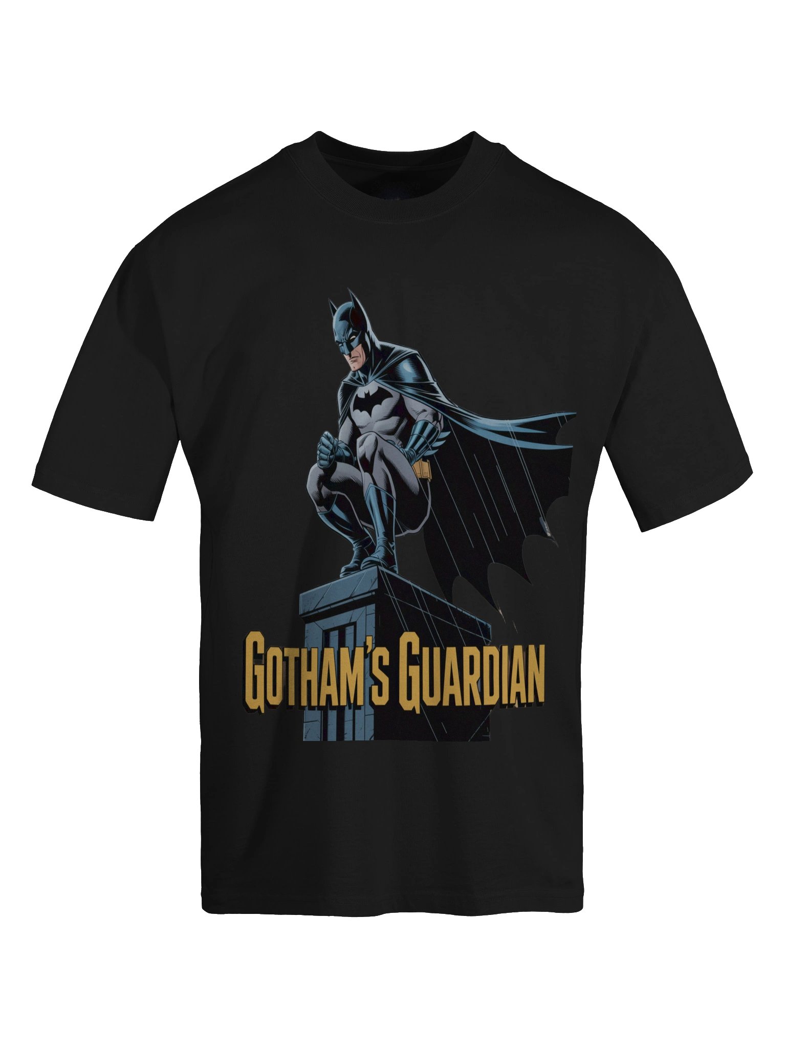 Perched Protector: Gotham's Guardian Batman Oversized Faded T-Shirt product image (1)