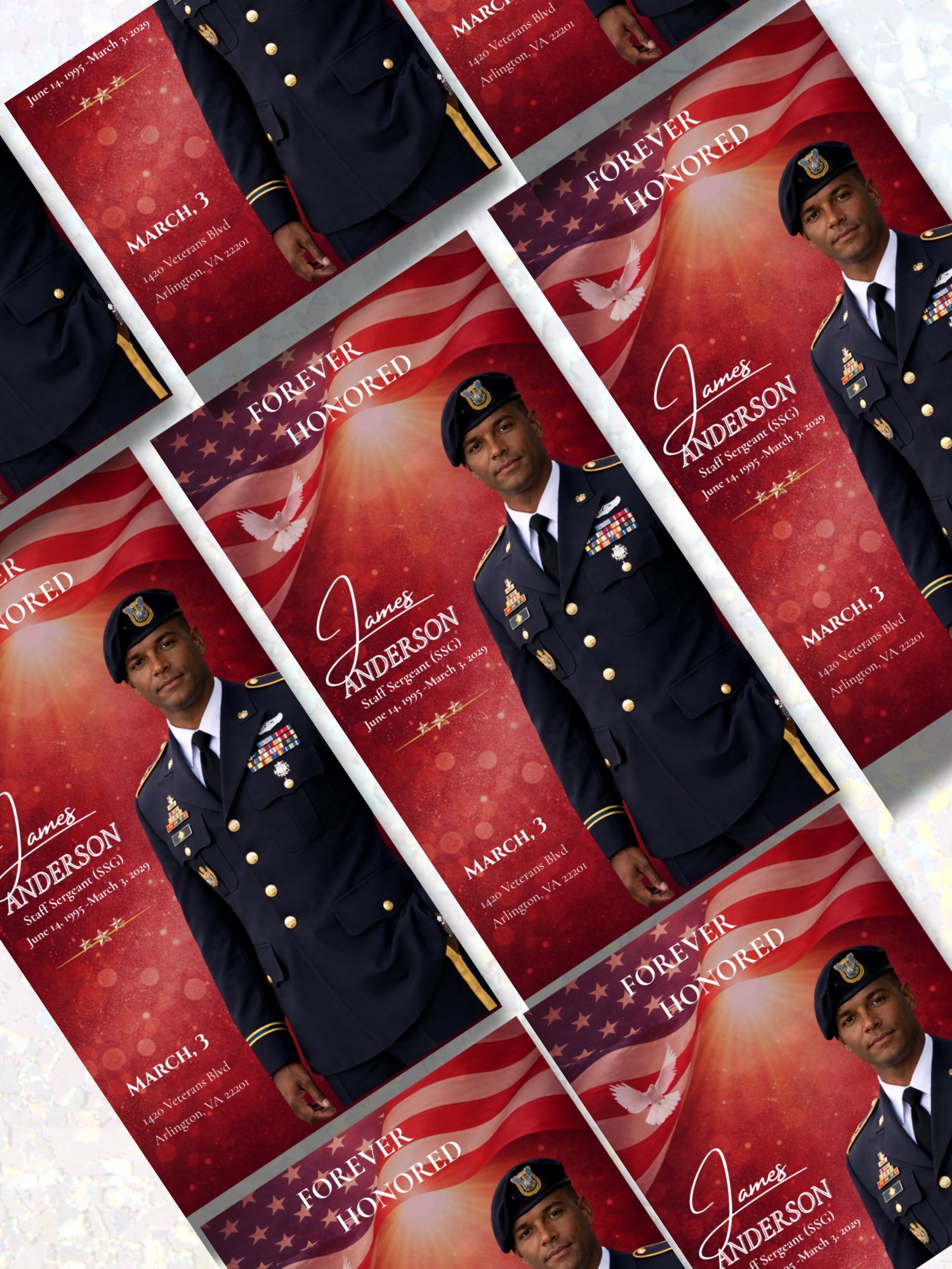 Trifold Funeral Program Editable Canva Template, Legal & Tabloid Sizes, Military Veteran First Responder Memorial product image (5)