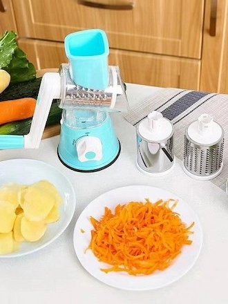 قطاعة ومبشرة الخضار اليدوية الدوارة 3 في 1 | أداة المطبخ للتقطيع والبشر product image (3)