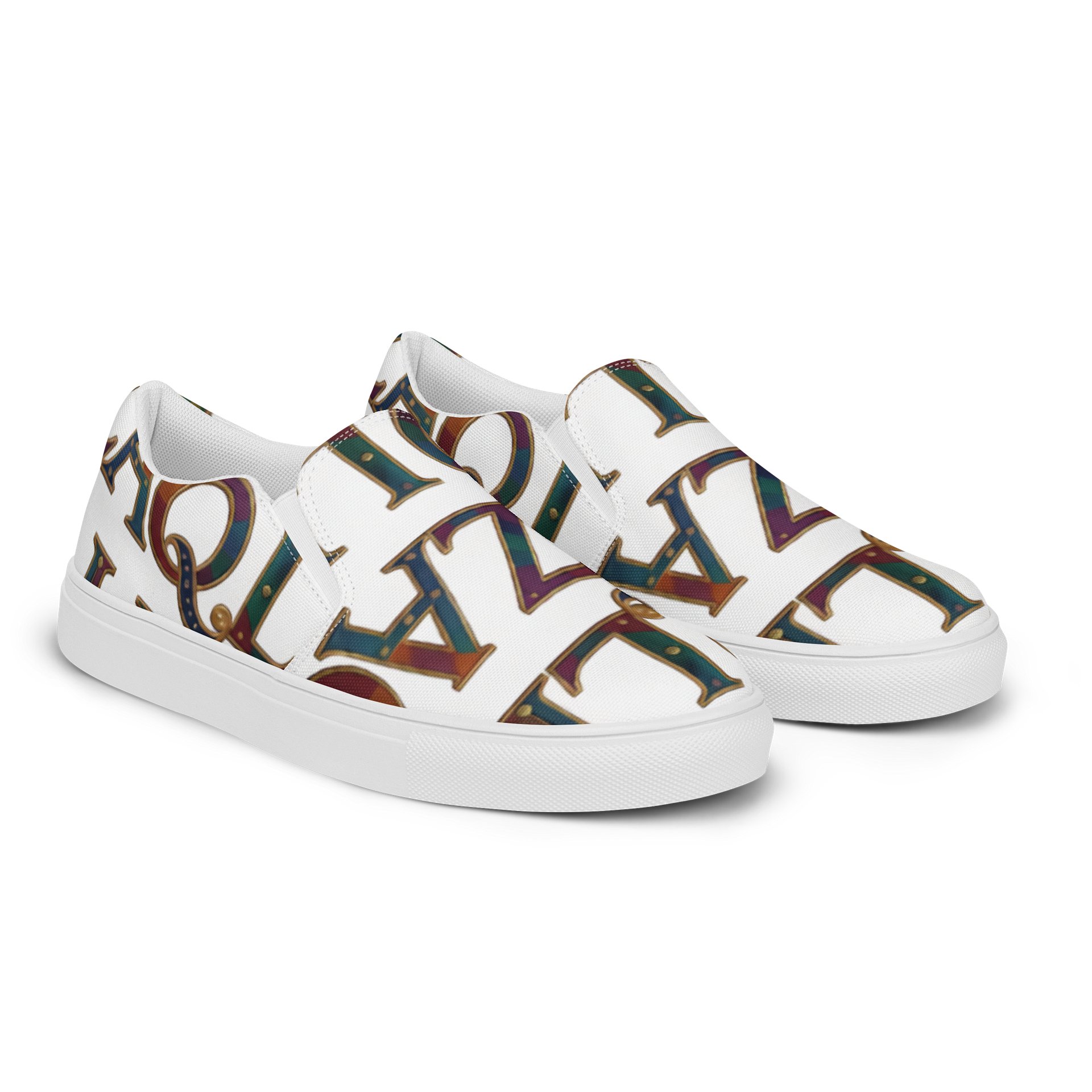 XZAQLI Monogram Women's Canvas Slip-On (White) product image (1)